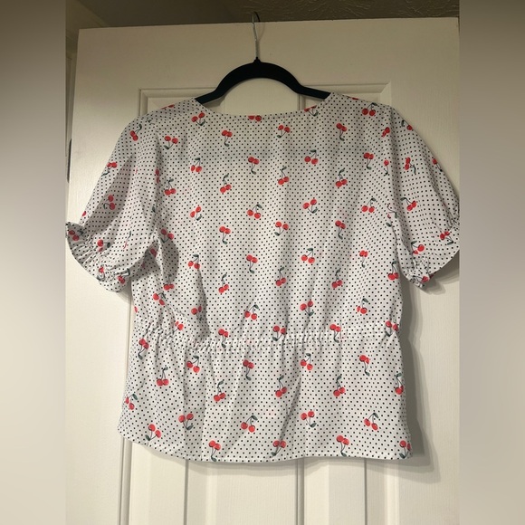 ASOS Cherry Print White Blouse Size Medium - Picture 5 of 5